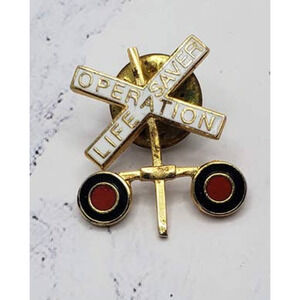 Operation Life Saver Railroad Train Crossing Signal Safety Pin